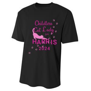 Childless Cat Lady For Harris 2024 Gift Performance Sprint T-Shirt