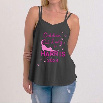 Childless Cat Lady For Harris 2024 Gift Women's Strappy Tank