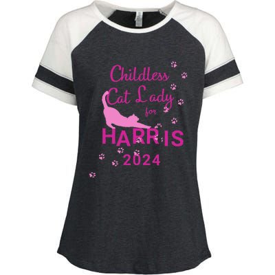 Childless Cat Lady For Harris 2024 Gift Enza Ladies Jersey Colorblock Tee