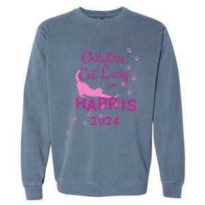 Childless Cat Lady For Harris 2024 Gift Garment-Dyed Sweatshirt