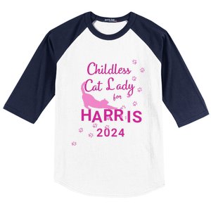 Childless Cat Lady For Harris 2024 Gift Baseball Sleeve Shirt