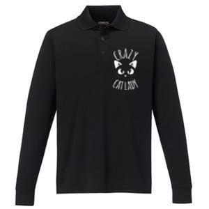 CRAZY CAT LADY Funny Fur Mom Mother's Day Christmas Birthday Performance Long Sleeve Polo