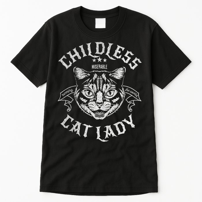 Childless Cat Lady Feminist Voting Ladies Is Voting Kamala Tall T-Shirt