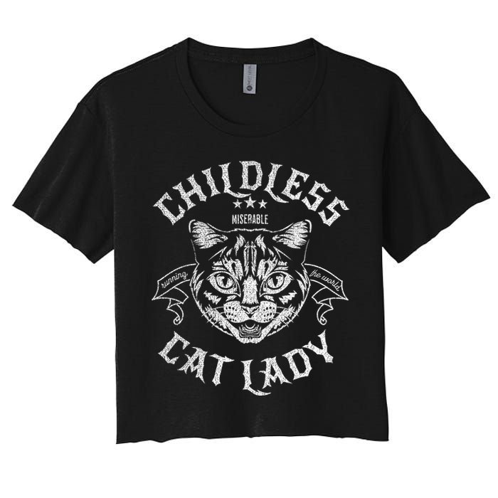 Childless Cat Lady Feminist Voting Ladies Is Voting Kamala Women's Crop Top Tee