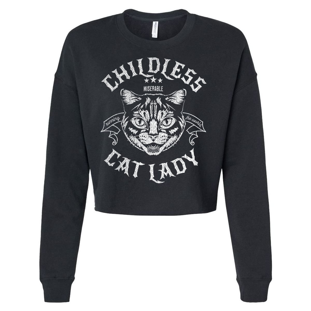 Childless Cat Lady Feminist Voting Ladies Is Voting Kamala Cropped Pullover Crew