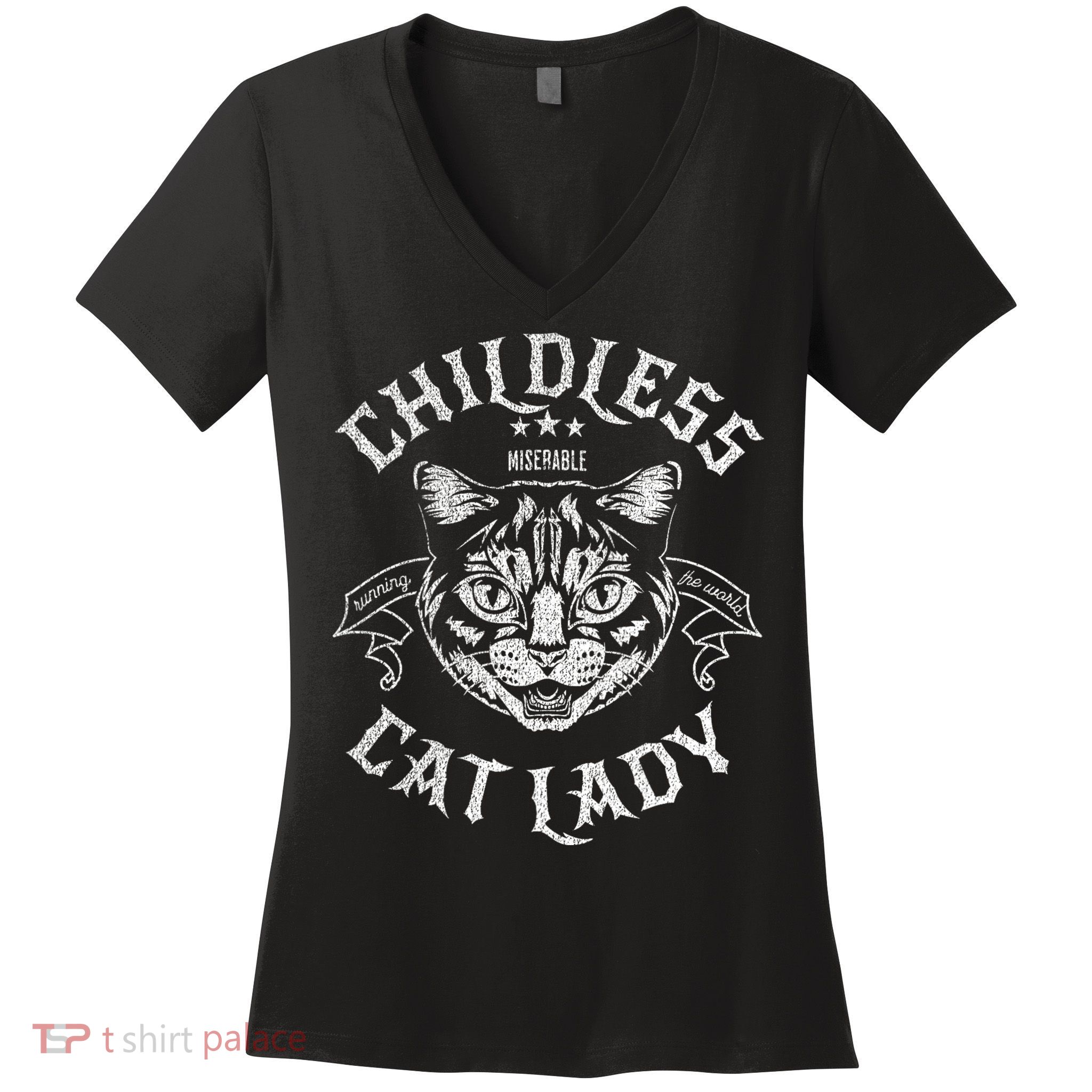 Childless Cat Lady Feminist Voting Ladies Is Voting Kamala Women's V-Neck T-Shirt