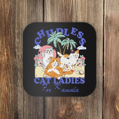 Childless Cat Lady For Kamala Harris 2024 Election Funny Cat Love Coaster