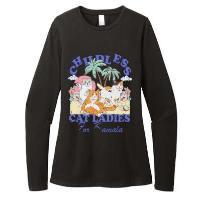 Childless Cat Lady For Kamala Harris 2024 Election Funny Cat Love Womens CVC Long Sleeve Shirt