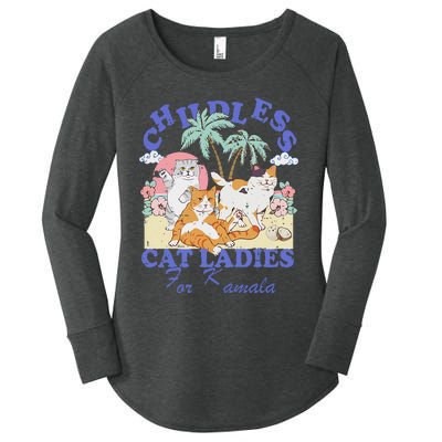 Childless Cat Lady For Kamala Harris 2024 Election Funny Cat Love Women's Perfect Tri Tunic Long Sleeve Shirt