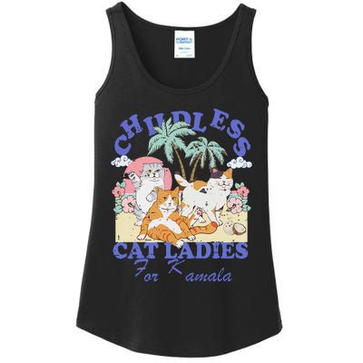 Childless Cat Lady For Kamala Harris 2024 Election Funny Cat Love Ladies Essential Tank