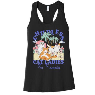 Childless Cat Lady For Kamala Harris 2024 Election Funny Cat Love Women's Racerback Tank