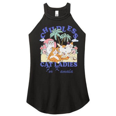 Childless Cat Lady For Kamala Harris 2024 Election Funny Cat Love Women's Perfect Tri Rocker Tank