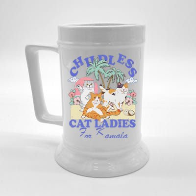 Childless Cat Lady For Kamala Harris 2024 Election Funny Cat Love Beer Stein