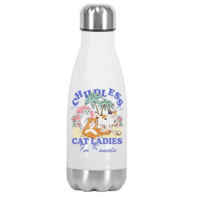 Childless Cat Lady For Kamala Harris 2024 Election Funny Cat Love Stainless Steel Insulated Water Bottle