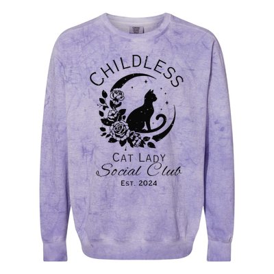 Childless Cat Lady Social Club Meme Cat Kamala Harris 2024 Gift Colorblast Crewneck Sweatshirt