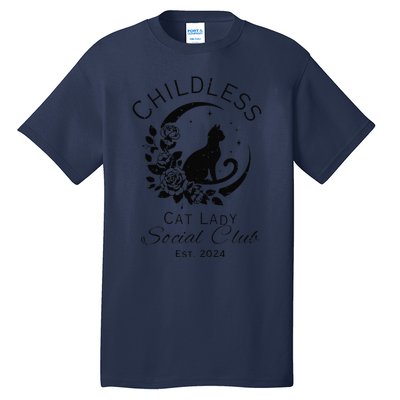 Childless Cat Lady Social Club Meme Cat Kamala Harris 2024 Gift Tall T-Shirt