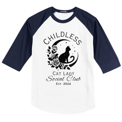 Childless Cat Lady Social Club Meme Cat Kamala Harris 2024 Gift Baseball Sleeve Shirt