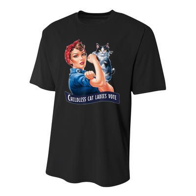 Childless Cat Ladies Vote Rosie The Riveter Youth Performance Sprint T-Shirt