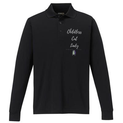 Childless Cat Lady Performance Long Sleeve Polo