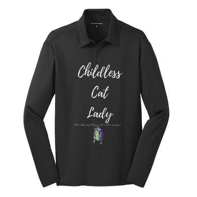 Childless Cat Lady Silk Touch Performance Long Sleeve Polo