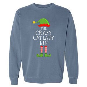 Crazy Cat Lady Elf Funny Christmas Matching Family Pajama Garment-Dyed Sweatshirt