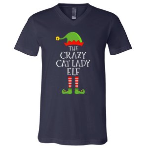 Crazy Cat Lady Elf Funny Christmas Matching Family Pajama V-Neck T-Shirt