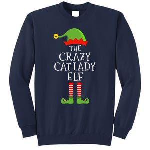 Crazy Cat Lady Elf Funny Christmas Matching Family Pajama Tall Sweatshirt