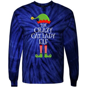 Crazy Cat Lady Elf Funny Christmas Matching Family Pajama Tie-Dye Long Sleeve Shirt