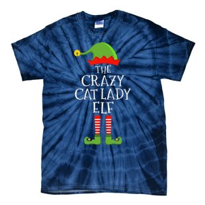 Crazy Cat Lady Elf Funny Christmas Matching Family Pajama Tie-Dye T-Shirt