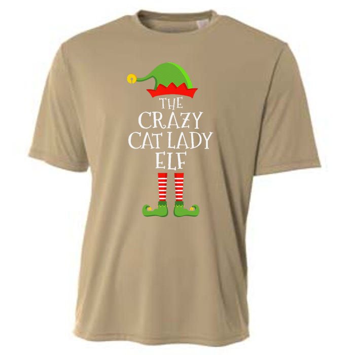 Crazy Cat Lady Elf Funny Christmas Matching Family Pajama Cooling Performance Crew T-Shirt