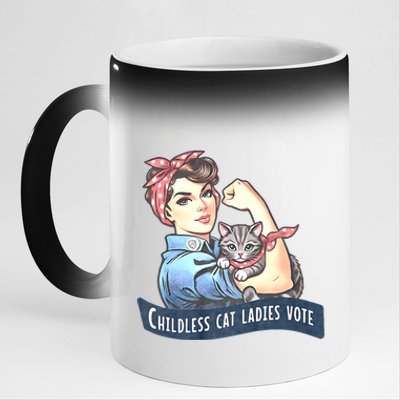 Childless Cat Ladies Vote Rosie The Riveter Election 2024 11oz Black Color Changing Mug