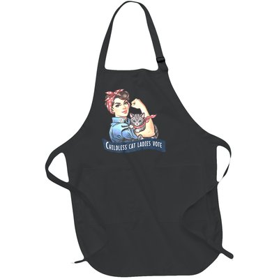 Childless Cat Ladies Vote Rosie The Riveter Election 2024 Full-Length Apron With Pockets