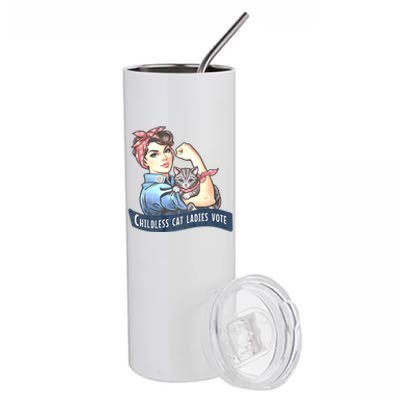 Childless Cat Ladies Vote Rosie The Riveter Election 2024 Stainless Steel Tumbler