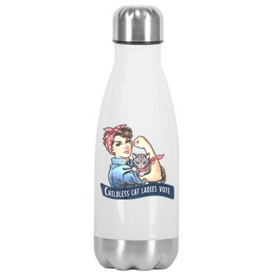 Childless Cat Ladies Vote Rosie The Riveter Election 2024 Stainless Steel Insulated Water Bottle