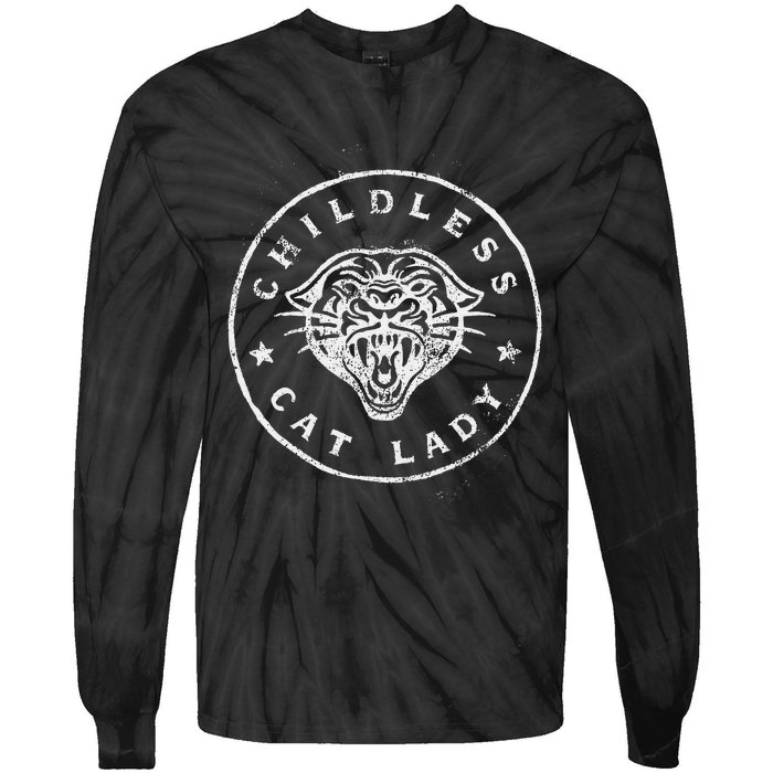 Childless Cat Lady Gift Tie-Dye Long Sleeve Shirt