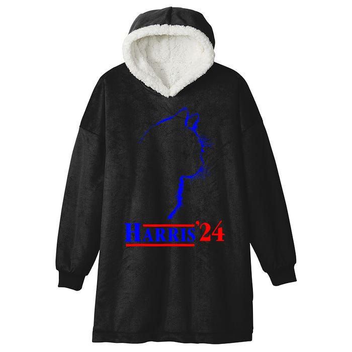 Childless Cat Lady For Harris 2024 Hooded Wearable Blanket