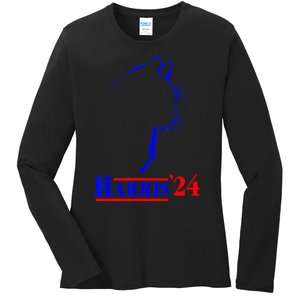 Childless Cat Lady For Harris 2024 Ladies Long Sleeve Shirt