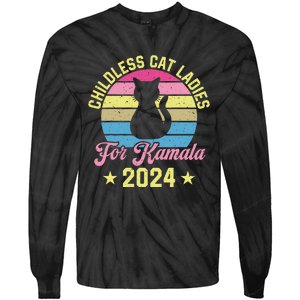 Childless Cat Ladies For Kamala 2024 Tie-Dye Long Sleeve Shirt