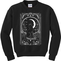 Cute Cat Lover Moon Tarot Card Cat Tarot Card Crescet Moon Kids Sweatshirt