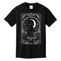 Cute Cat Lover Moon Tarot Card Cat Tarot Card Crescet Moon Kids T-Shirt