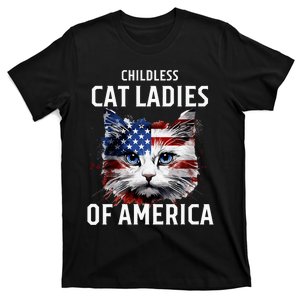 Childless Cat Lady Of America Kamala Harris 2024 Us Flag T-Shirt