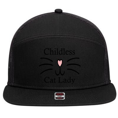 Childless Cat Lady For President Funny Childless Cat Lady 2024 7 Panel Mesh Trucker Snapback Hat