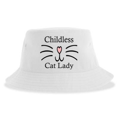 Childless Cat Lady For President Funny Childless Cat Lady 2024 Sustainable Bucket Hat