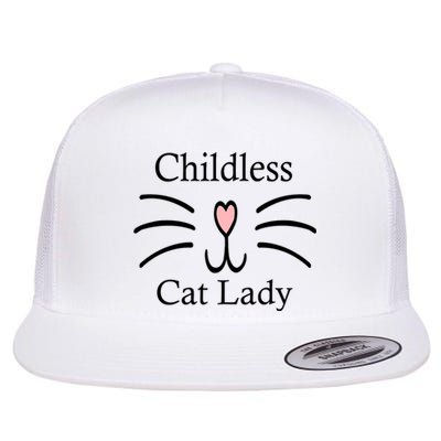 Childless Cat Lady For President Funny Childless Cat Lady 2024 Flat Bill Trucker Hat