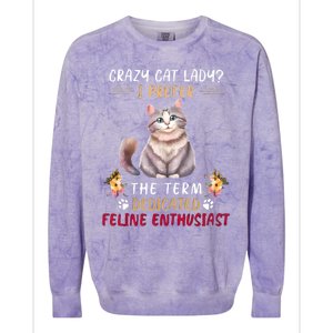 Crazy Cat Lady I Prefer The Term Dedicated Feline Enthusiast Cute Gift Colorblast Crewneck Sweatshirt