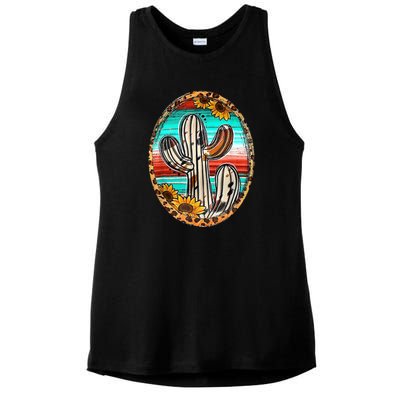 Cowhide Cactus Leopard Cow Ladies PosiCharge Tri-Blend Wicking Tank