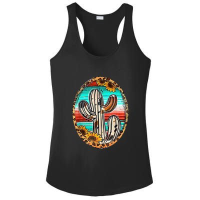 Cowhide Cactus Leopard Cow Ladies PosiCharge Competitor Racerback Tank