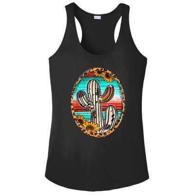 Cowhide Cactus Leopard Cow Ladies PosiCharge Competitor Racerback Tank