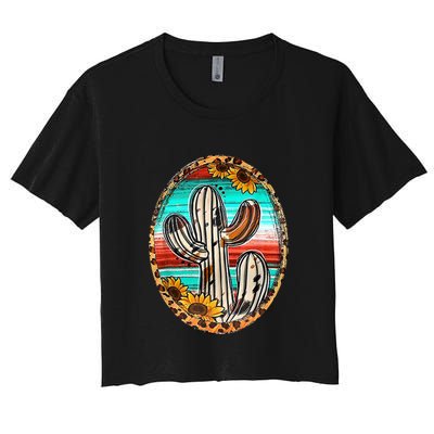 Cowhide Cactus Leopard Cow Crop Top