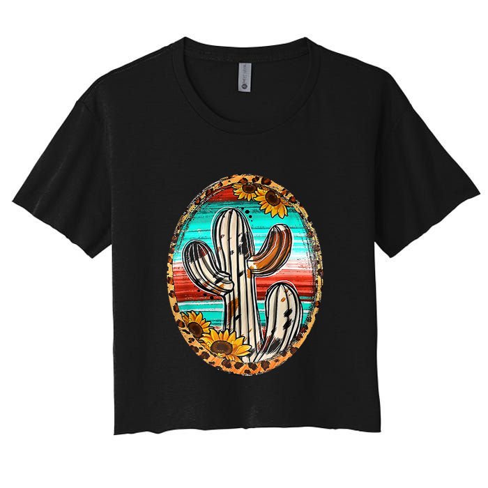 Cowhide Cactus Leopard Cow Crop Top